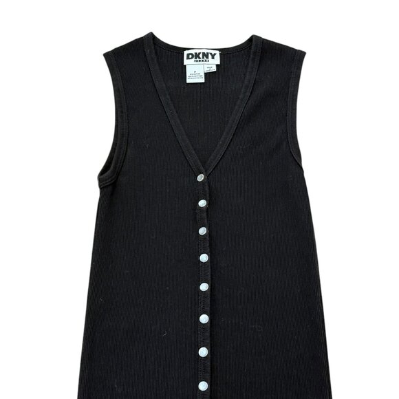 Women’s Vintage DKNY dress tank top styled cotton black ribbed 1990s - Picture 3 of 7
